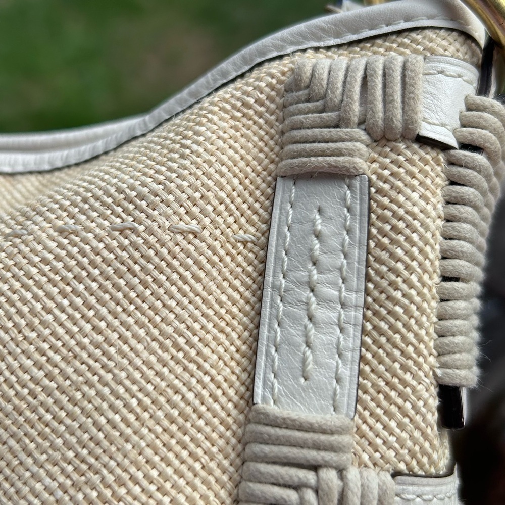 Coach 2005 Y2K Straw & Leather Hobo Bag | Woven Natural Shoulder Purse Iconic - Picture 9 of 17